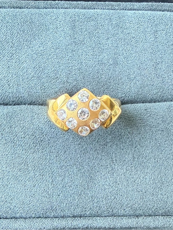 Jewelry - Rare 21k Solid Gold Vintage Dubai Geometric Star Cluster Ring Size 7.75 - 4.20g